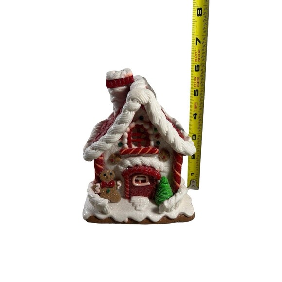 Gingerbread Light-Up House Christmas Decor Snow Glitter 6” Tall EUC - Picture 3 of 10
